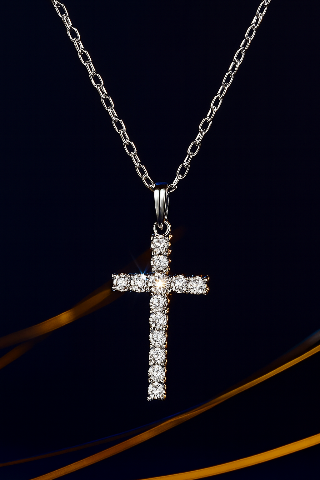 Religion Classic Moissanite Cross Pendant Necklace For Women & Men Gold Plated 18K White - INNER LIGHT SHINE