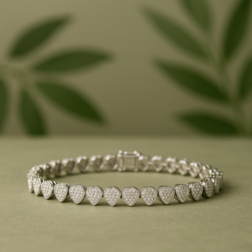 Luxury Moissanite Heart Tennis Bracelet – 925 Sterling Silver Women’s Elegant Bracalet
