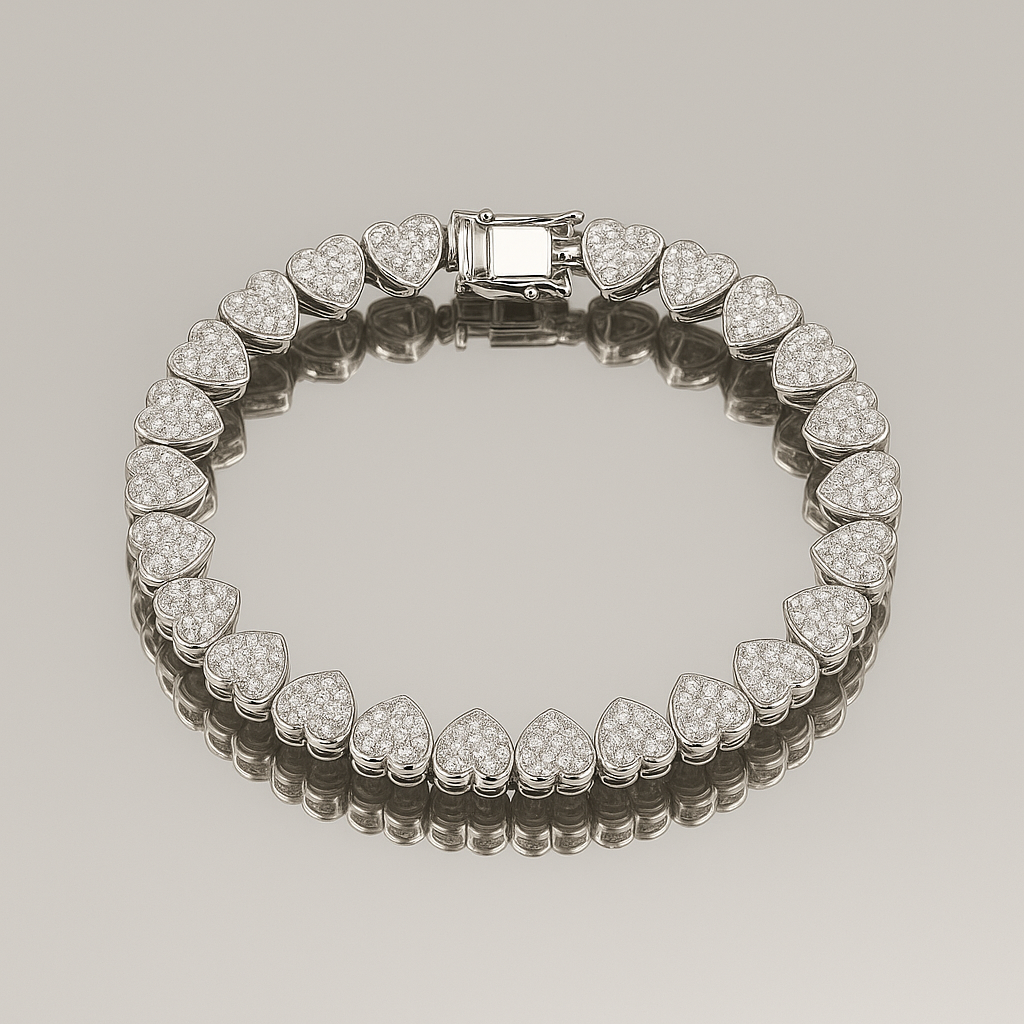 Luxury Moissanite Heart Tennis Bracelet – 925 Sterling Silver Women’s Elegant Bracalet