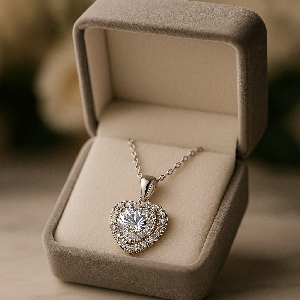 Heart Moissanite Pendant 925 Sterling Silver - INNER LIGHT SHINE