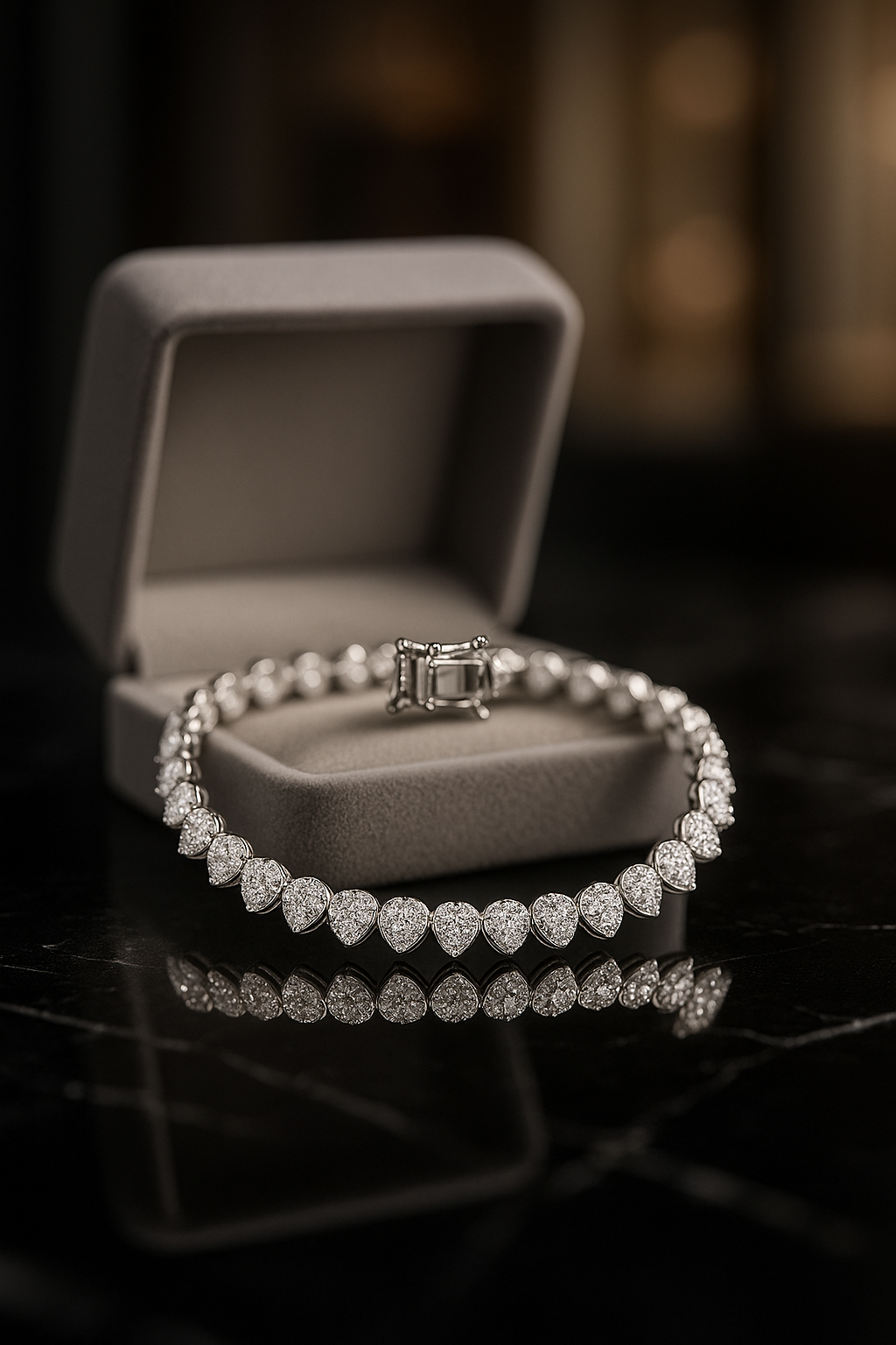 Luxury Moissanite Heart Tennis Bracelet – 925 Sterling Silver Women’s Elegant Bracalet