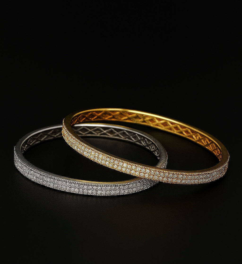 Luxury Moissanite Bangle Bracelet | 925 Sterling Silver & 18K Gold | Fine Jewelry for Women & Men - INNER LIGHT SHINE