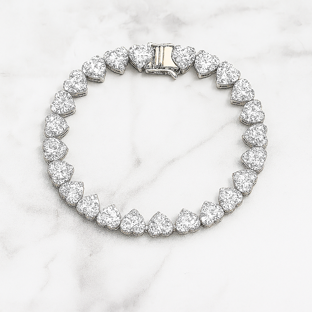 Luxury Moissanite Heart Tennis Bracelet – 925 Sterling Silver Women’s Elegant Bracalet - INNER LIGHT SHINE