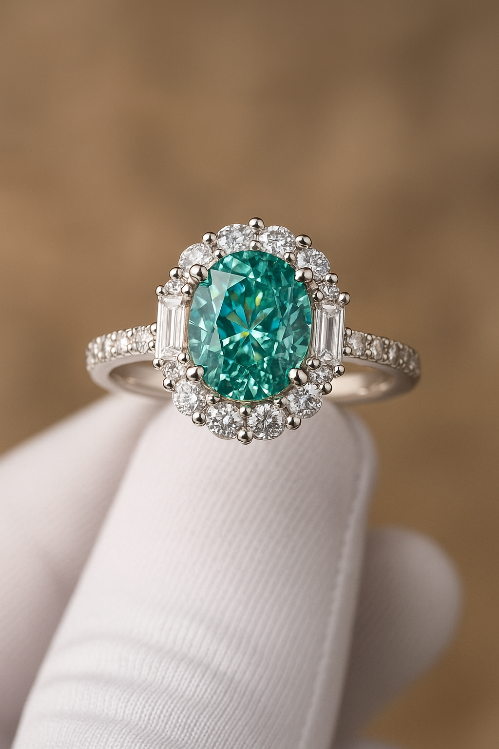 Paraiba Green Moissanite Rings for Women - INNER LIGHT SHINE