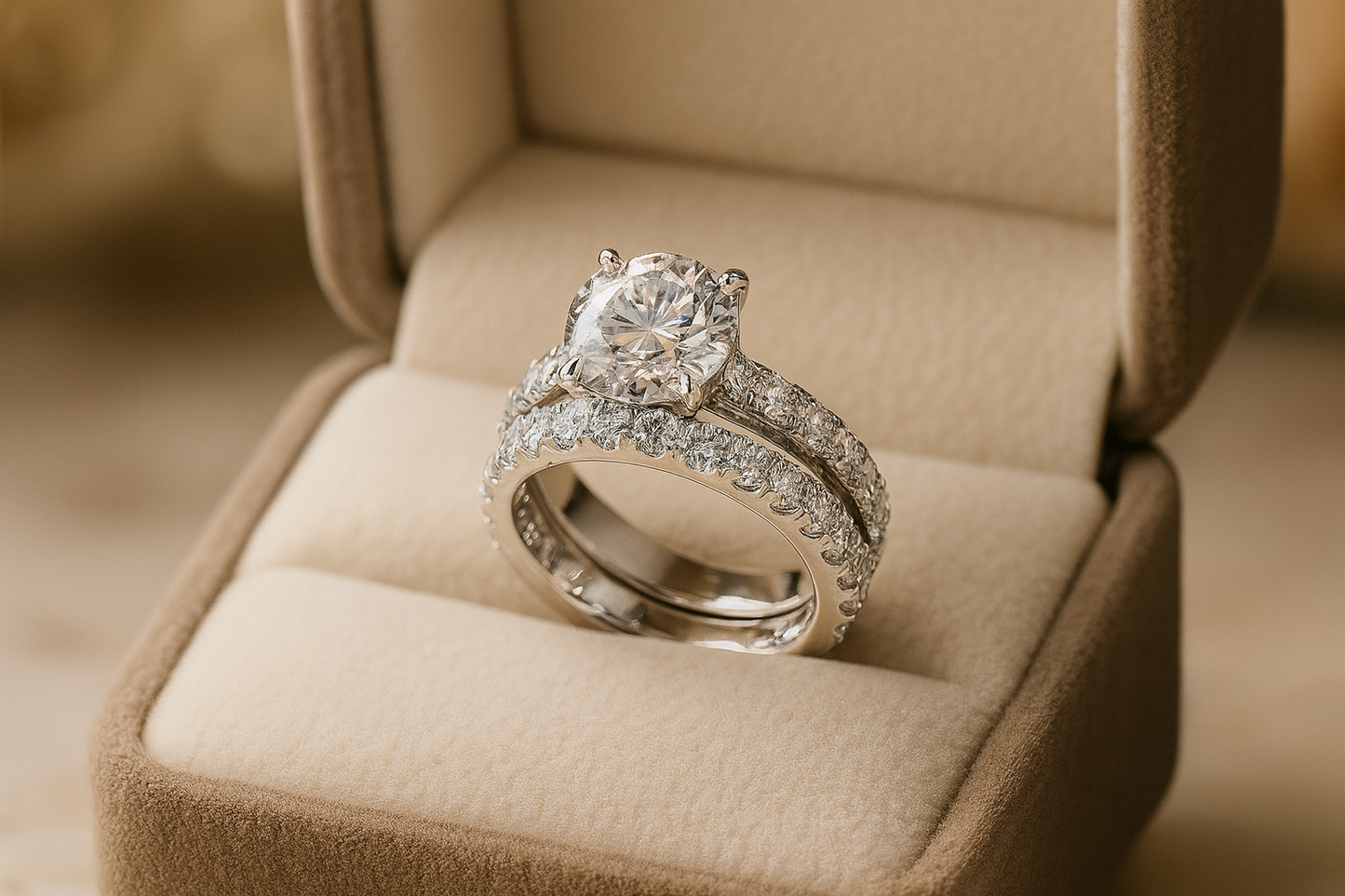 Wedding Bridal Moissanite Diamond Rings Set for Women - INNER LIGHT SHINE