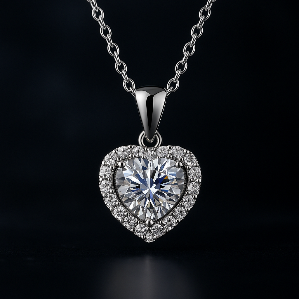 Heart Moissanite Pendant 925 Sterling Silver - INNER LIGHT SHINE