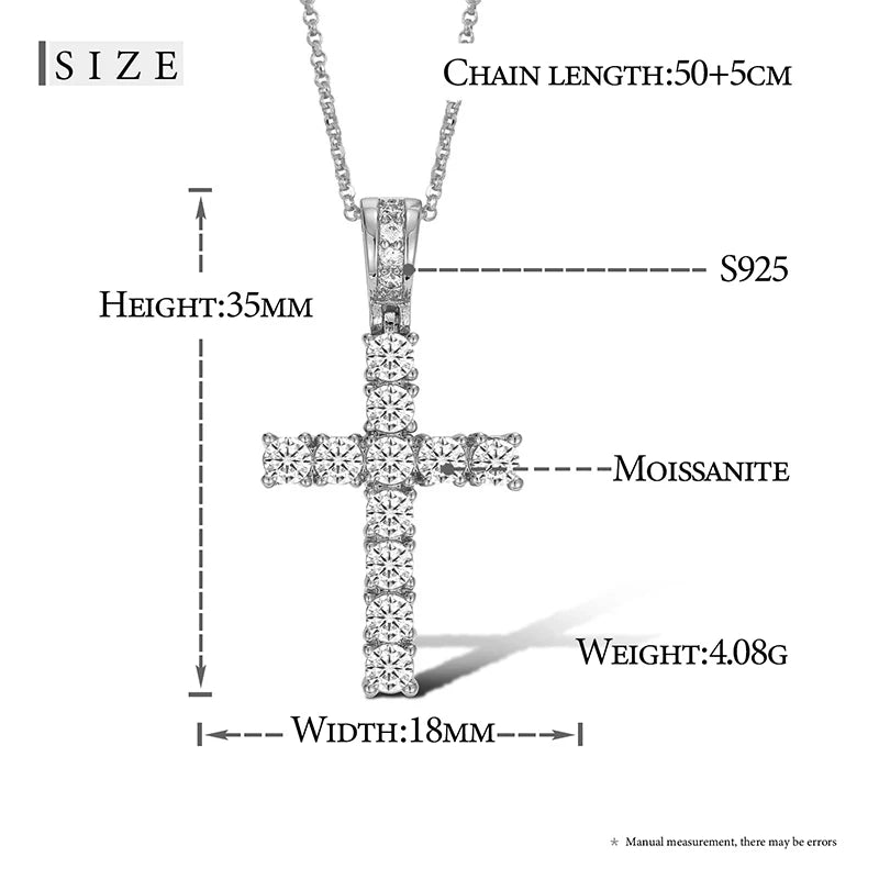 Religion Classic Moissanite Cross Pendant Necklace For Women & Men Gold Plated 18K White - INNER LIGHT SHINE
