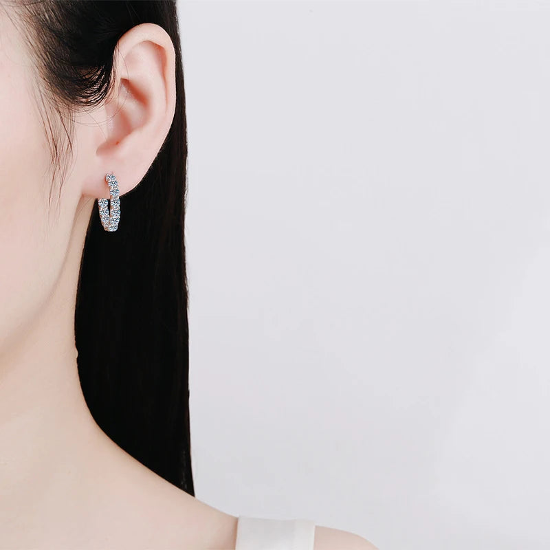 Moissanite Earring 925 Sterling Sliver Plated White Gold for Women - INNER LIGHT SHINE