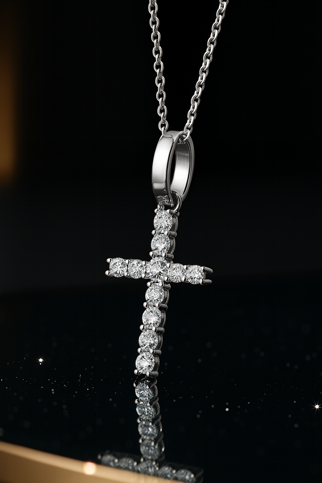 Religion Classic Moissanite Cross Pendant Necklace For Women & Men Gold Plated 18K White - INNER LIGHT SHINE