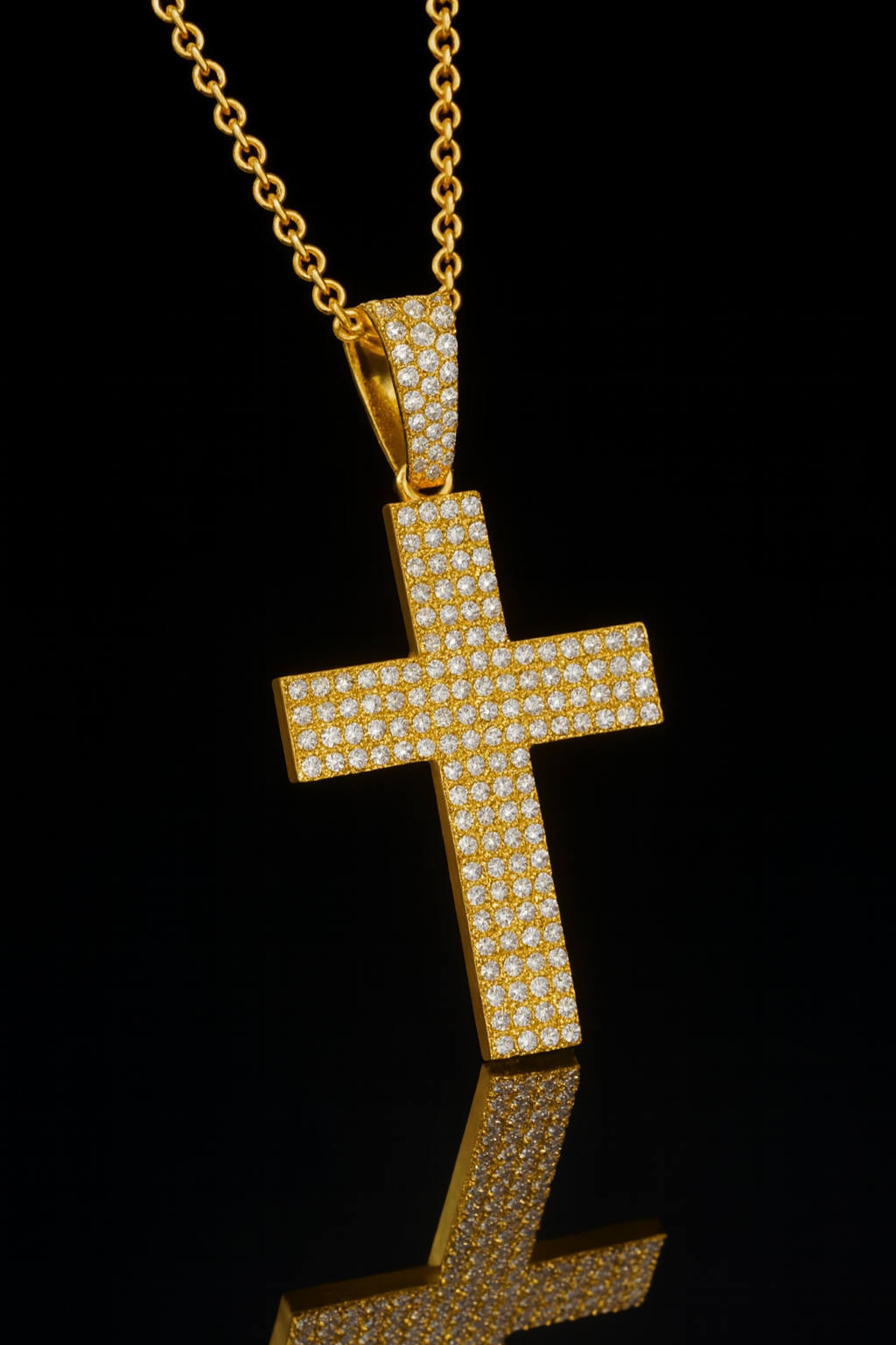 Religion Classic Moissanite Cross Pendant Necklace For Women & Men Gold Plated 18K White - INNER LIGHT SHINE