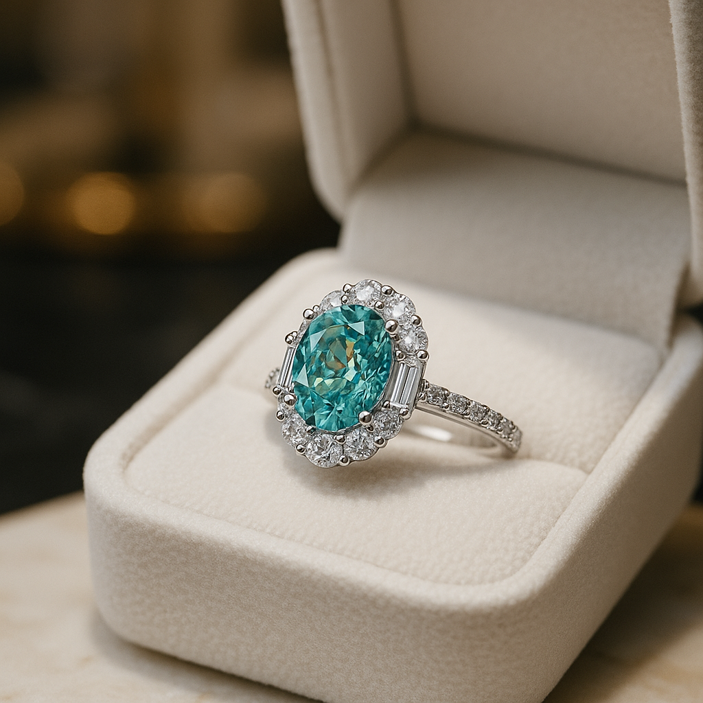 Paraiba Green Moissanite Rings for Women - INNER LIGHT SHINE