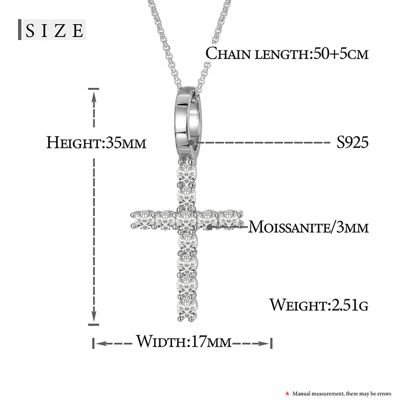 Religion Classic Moissanite Cross Pendant Necklace For Women & Men Gold Plated 18K White - INNER LIGHT SHINE
