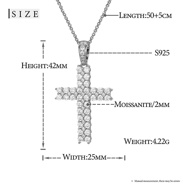 Religion Classic Moissanite Cross Pendant Necklace For Women & Men Gold Plated 18K White - INNER LIGHT SHINE