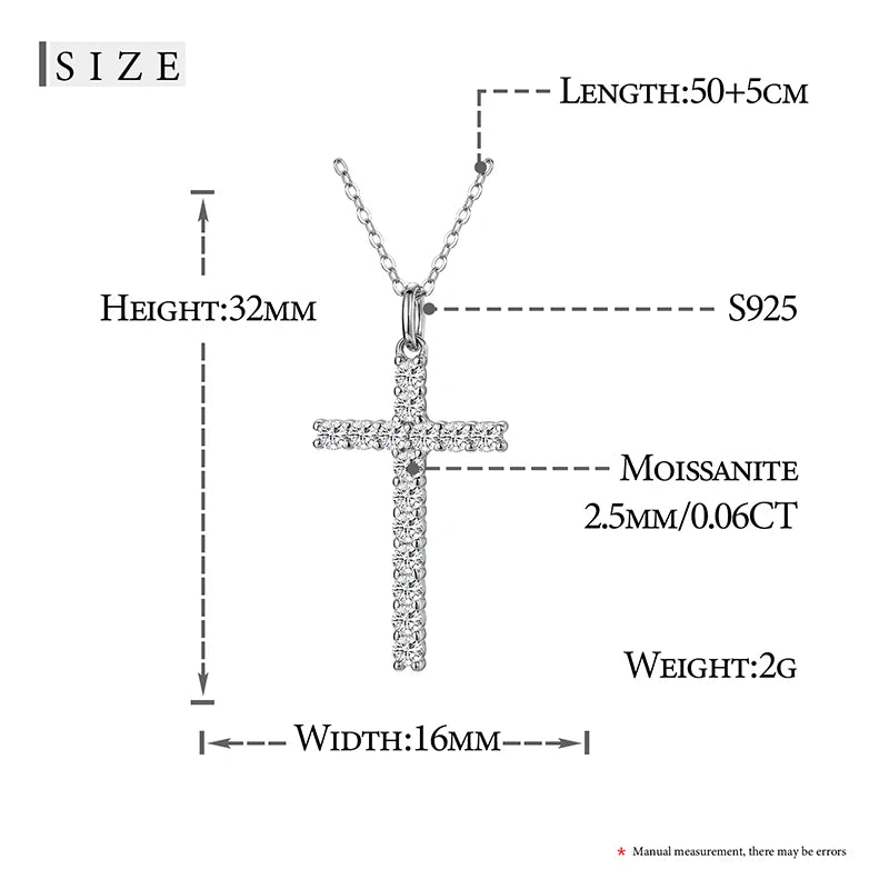 Religion Classic Moissanite Cross Pendant Necklace For Women & Men Gold Plated 18K White - INNER LIGHT SHINE