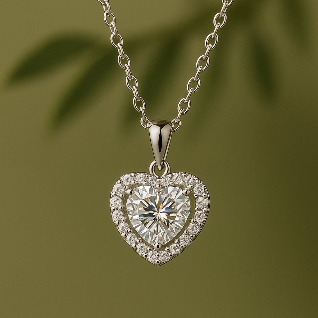 Heart Moissanite Pendant 925 Sterling Silver - INNER LIGHT SHINE