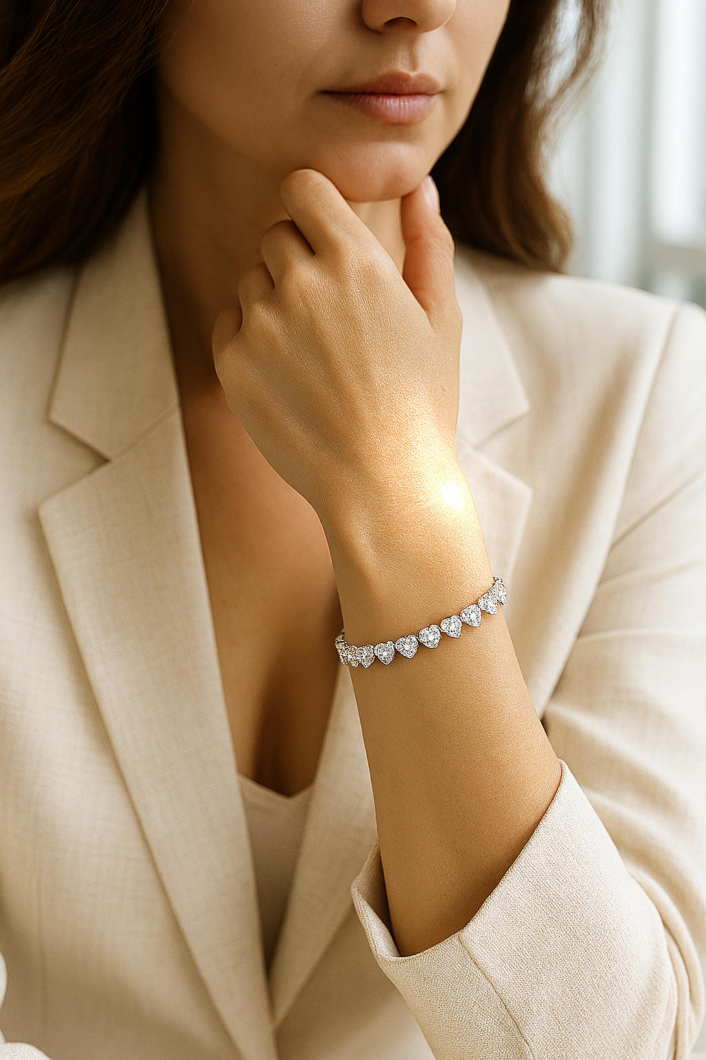 Luxury Moissanite Heart Tennis Bracelet – 925 Sterling Silver Women’s Elegant Bracalet - INNER LIGHT SHINE