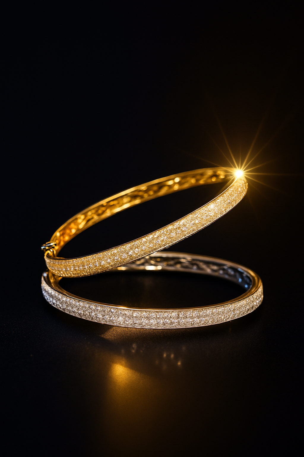 Luxury Moissanite Bangle Bracelet | 925 Sterling Silver & 18K Gold | Fine Jewelry for Women & Men - INNER LIGHT SHINE
