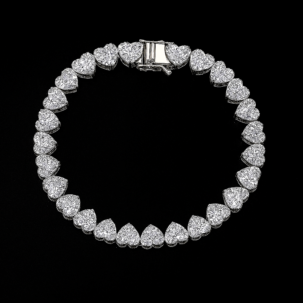 Luxury Moissanite Heart Tennis Bracelet – 925 Sterling Silver Women’s Elegant Bracalet - INNER LIGHT SHINE