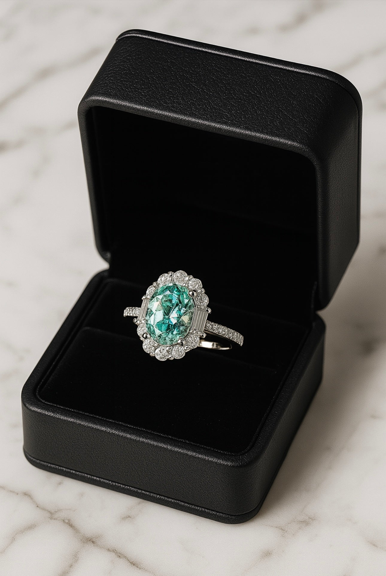 Paraiba Green Moissanite Rings for Women - INNER LIGHT SHINE