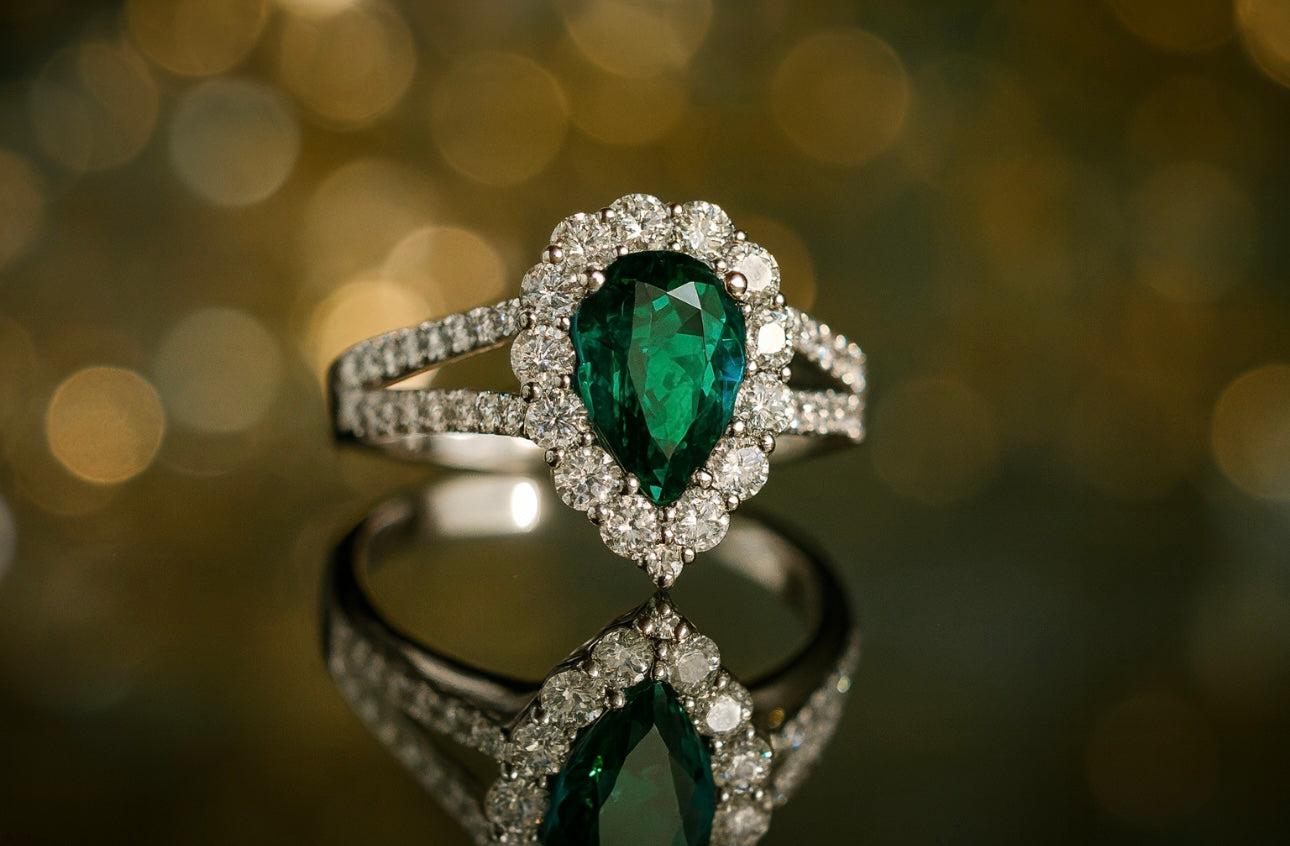 Cultivated Emerald Color and Moissanite Rings for Women - INNER LIGHT SHINE