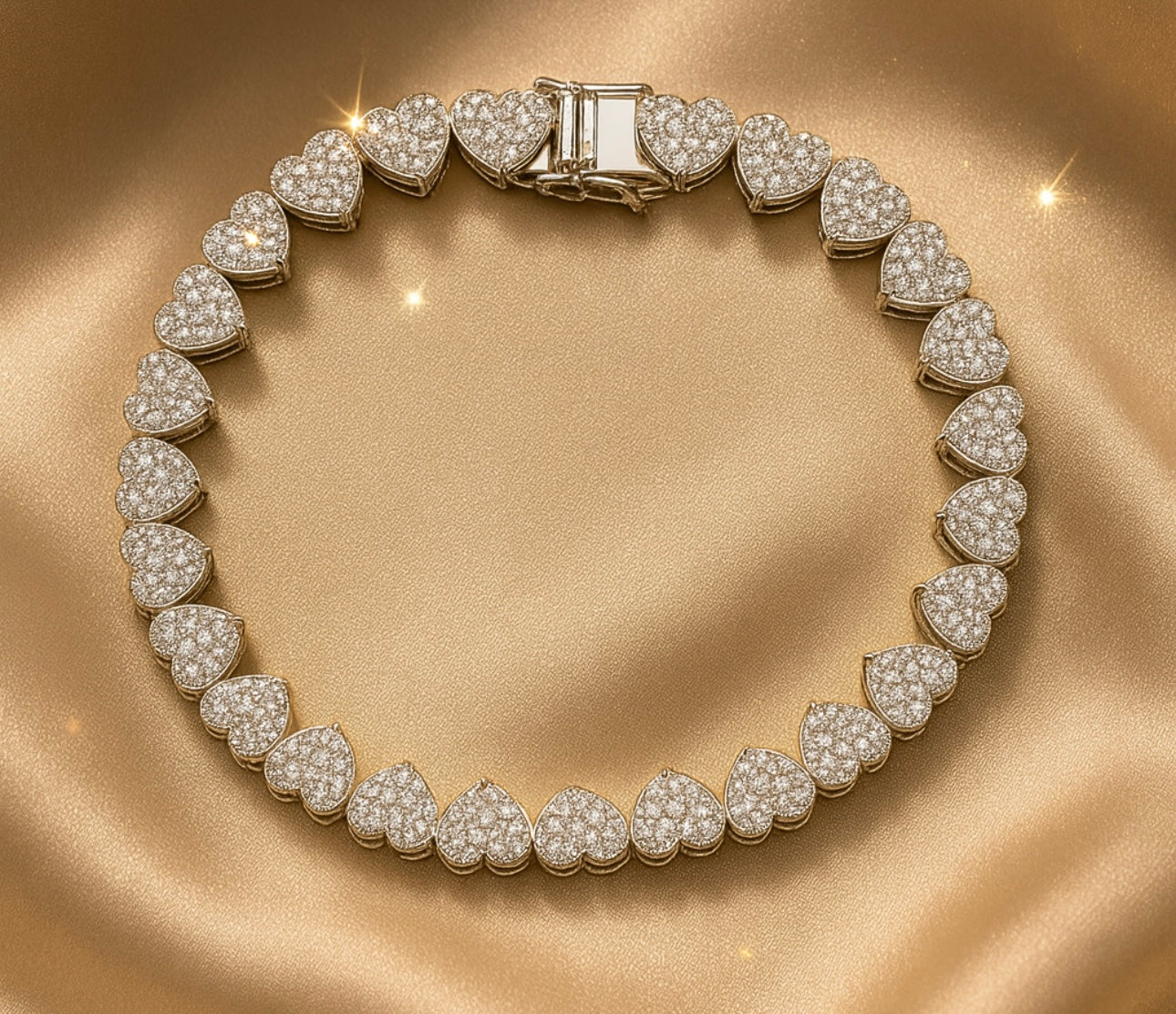 Luxury Moissanite Heart Tennis Bracelet – 925 Sterling Silver Women’s Elegant Bracalet