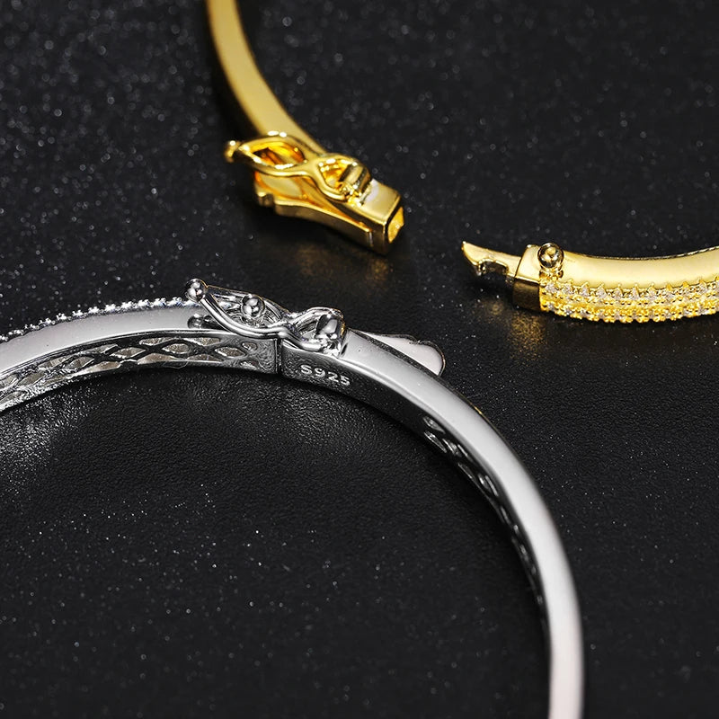 Silver 925 Moissanite Bangle Bracelet - INNER LIGHT SHINE