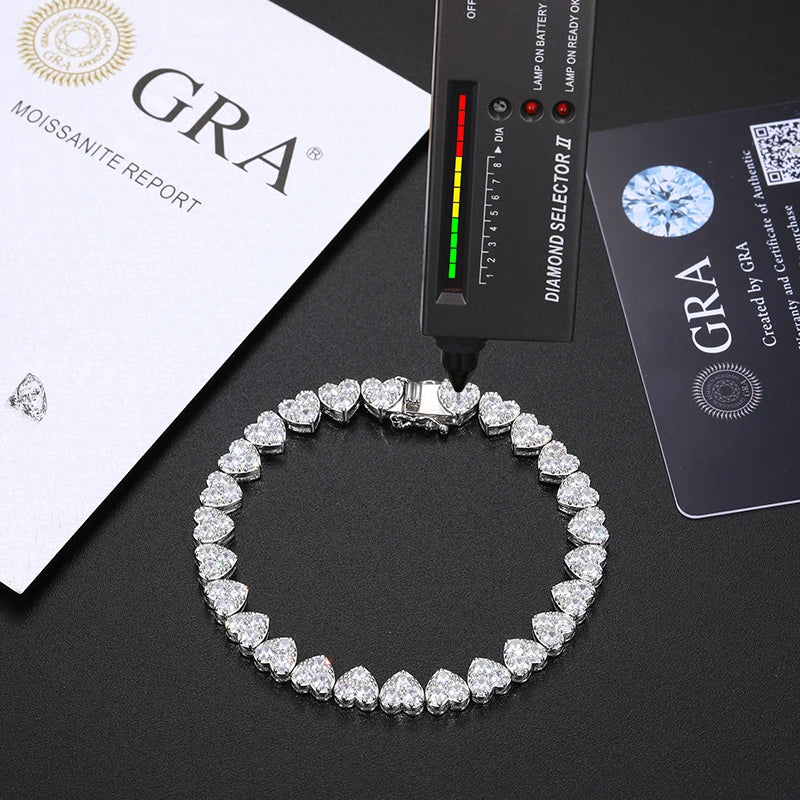 Luxury Moissanite Heart Tennis Bracelet – 925 Sterling Silver Women’s Elegant Bracalet - INNER LIGHT SHINE