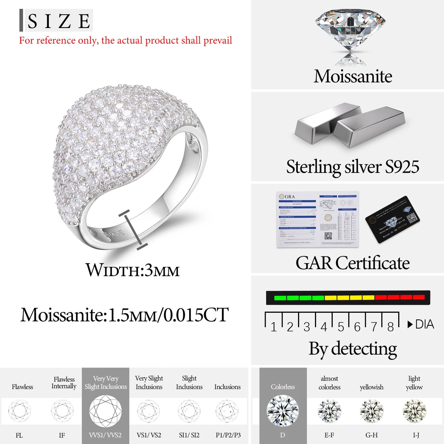 Classic Moissanite Women Ring 925 Silver For Women - INNER LIGHT SHINE