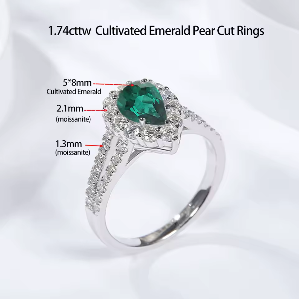 Cultivated Emerald Color and Moissanite Rings for Women - INNER LIGHT SHINE