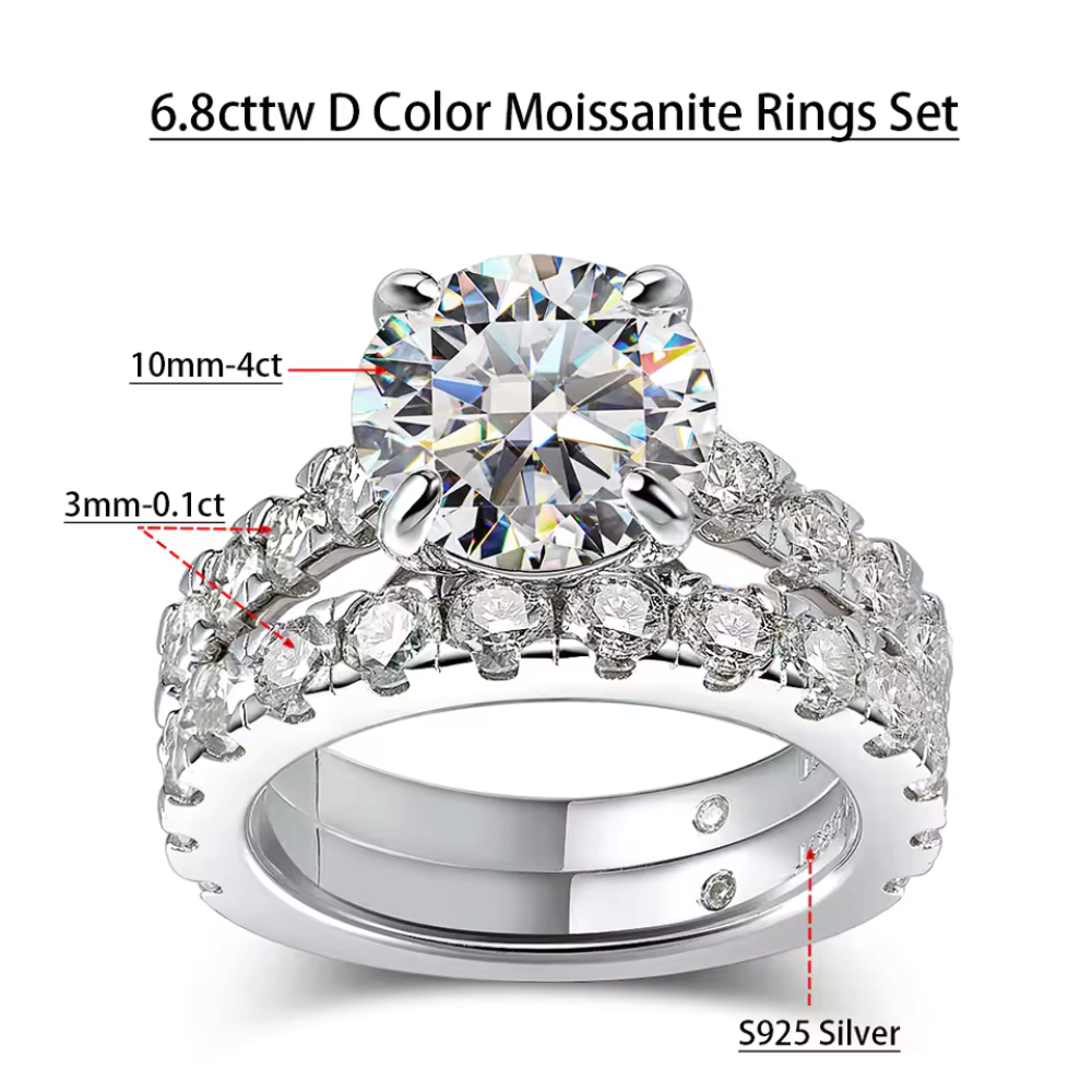 Wedding Bridal Moissanite Diamond Rings Set for Women - INNER LIGHT SHINE