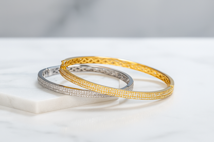 Luxury Moissanite Bangle Bracelet | 925 Sterling Silver & 18K Gold | Fine Jewelry for Women & Men - INNER LIGHT SHINE 
