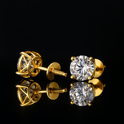 Moissanite Diamond 10k/14K Yellow Gold  Earrings Fine Jewelry - INNER LIGHT SHINE 