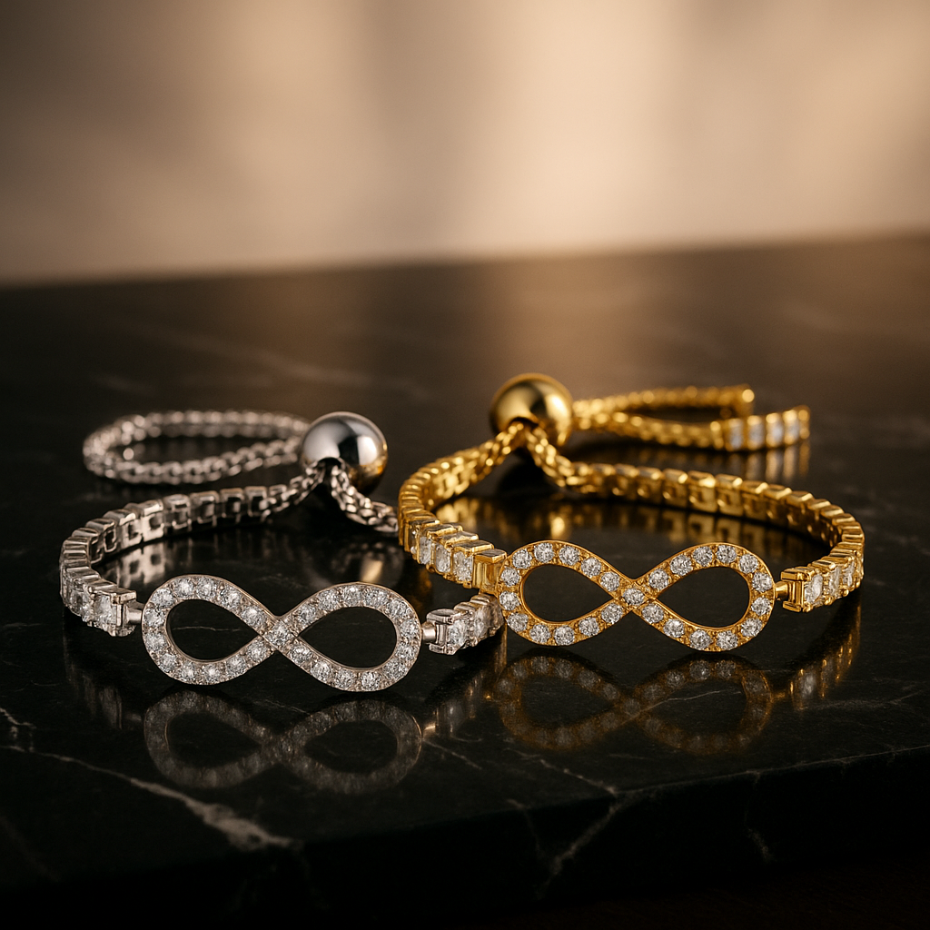 Infinity Moissanite Tennis Bracelet – Elegant Gold & Silver Adjustable Luxury Gift | Inner Light Shine Jewelry - INNER LIGHT SHINE 