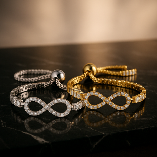 Infinity Moissanite Tennis Bracelet – Elegant Gold & Silver Adjustable Luxury Gift | Inner Light Shine Jewelry - INNER LIGHT SHINE 