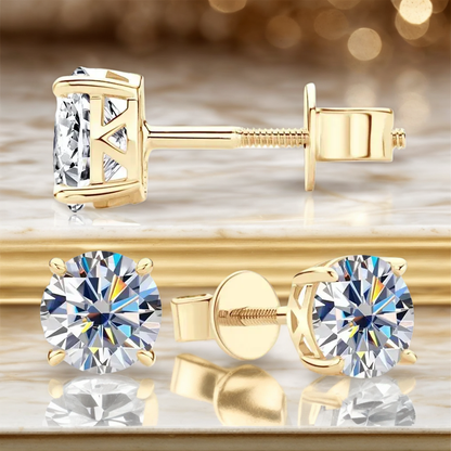 Moissanite Diamond 10k/14K Yellow Gold  Earrings Fine Jewelry - INNER LIGHT SHINE 