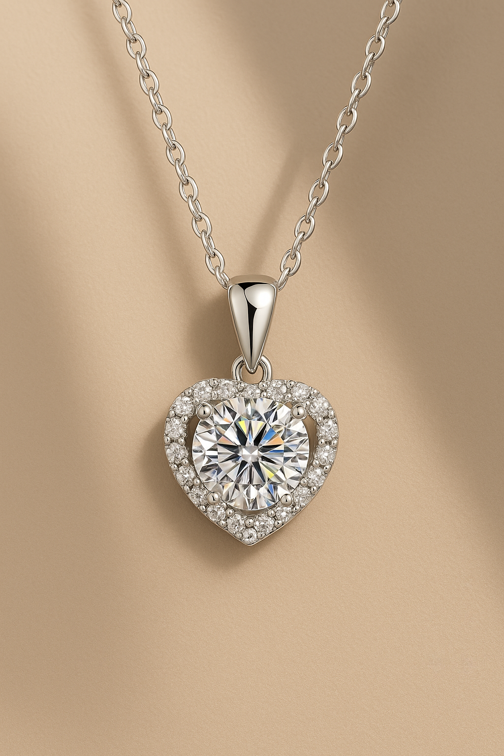 Heart Moissanite Pendant  925 Sterling Silver - INNER LIGHT SHINE 