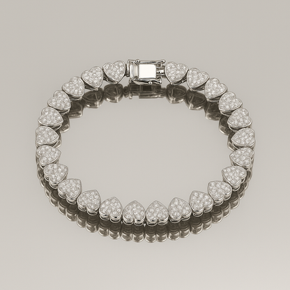 Luxury Moissanite Heart Tennis Bracelet – 925 Sterling Silver Women’s Elegant Bracalet