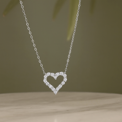 Luxury moissanite heart necklace by Inner Light Shine – elegant spiritual jewelry for women that reflects your soul.