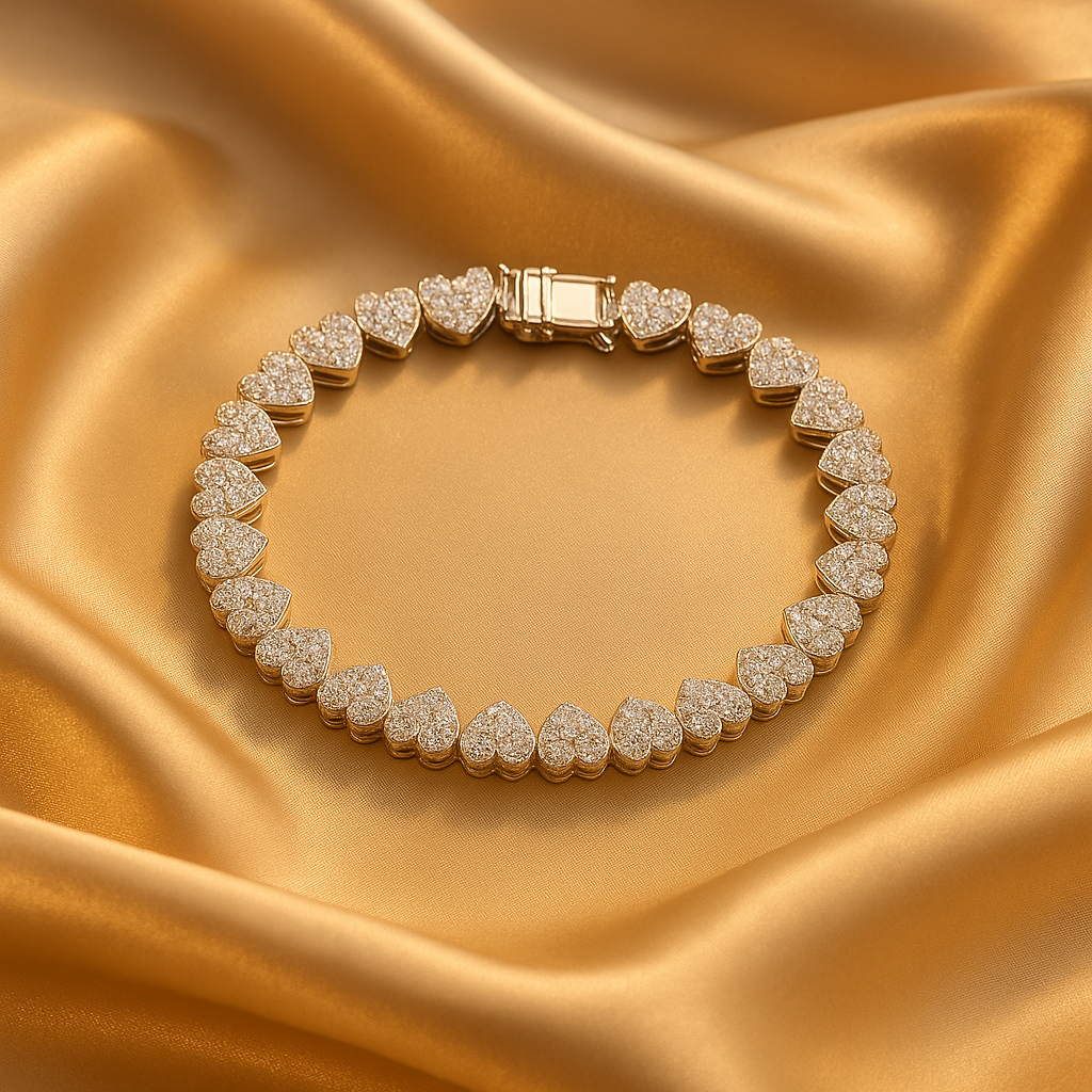 Luxury Moissanite Heart Tennis Bracelet – 925 Sterling Silver Women’s Elegant Bracalet