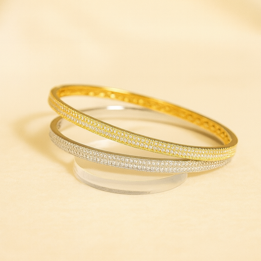 Luxury Moissanite Bangle Bracelet | 925 Sterling Silver & 18K Gold | Fine Jewelry for Women & Men - INNER LIGHT SHINE 