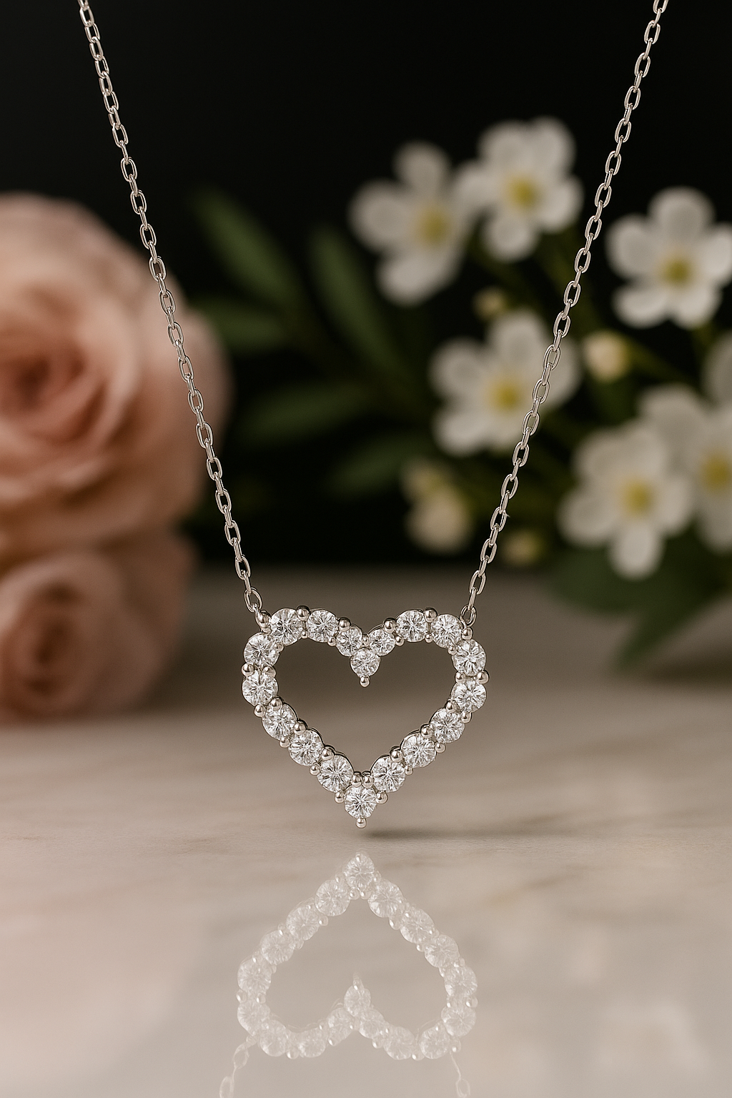 Luxury moissanite heart necklace by Inner Light Shine – elegant spiritual jewelry for women that reflects your soul.