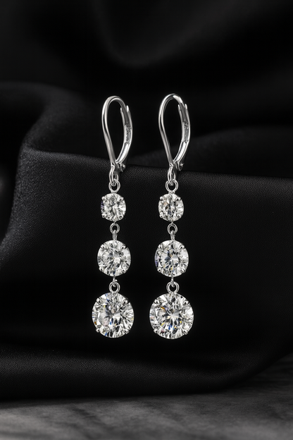7-Carat Moissanite Dangle Earrings | Elegant 925 Silver Luxury Jewelry