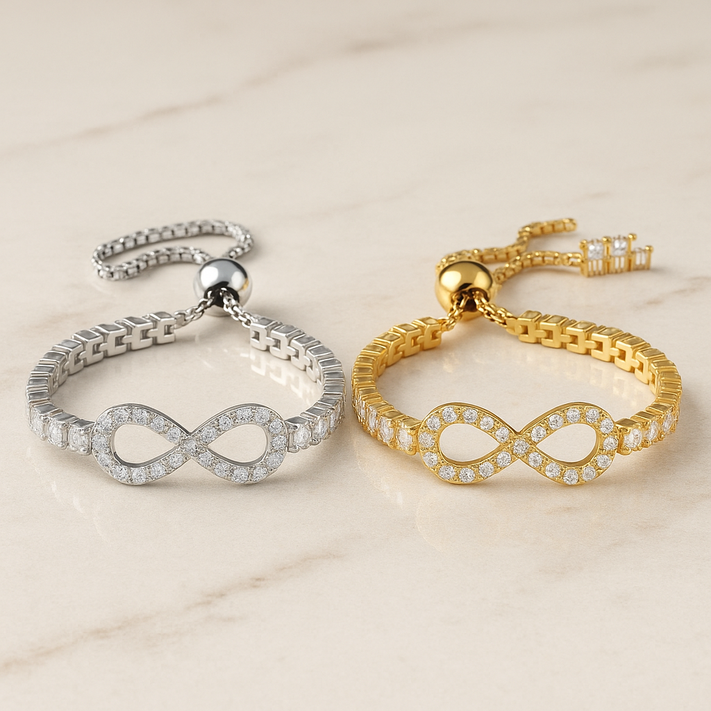 Infinity Moissanite Tennis Bracelet – Elegant Gold & Silver Adjustable Luxury Gift | Inner Light Shine Jewelry - INNER LIGHT SHINE 