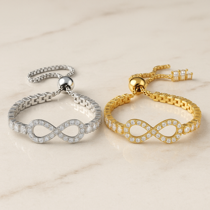 Infinity Moissanite Tennis Bracelet – Elegant Gold & Silver Adjustable Luxury Gift | Inner Light Shine Jewelry - INNER LIGHT SHINE 