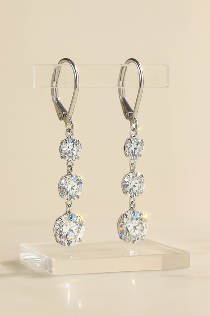 7-Carat Moissanite Dangle Earrings | Elegant 925 Silver Luxury Jewelry