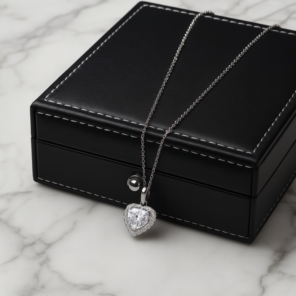 Heart Moissanite Pendant  925 Sterling Silver - INNER LIGHT SHINE 