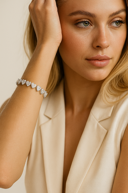 Luxury Moissanite Heart Tennis Bracelet – 925 Sterling Silver Women’s Elegant Bracalet - INNER LIGHT SHINE 