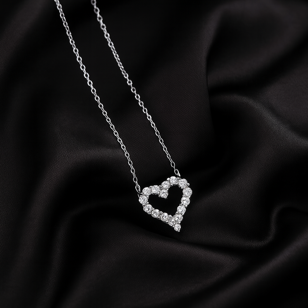 Luxury moissanite heart necklace by Inner Light Shine – elegant spiritual jewelry for women that reflects your soul.