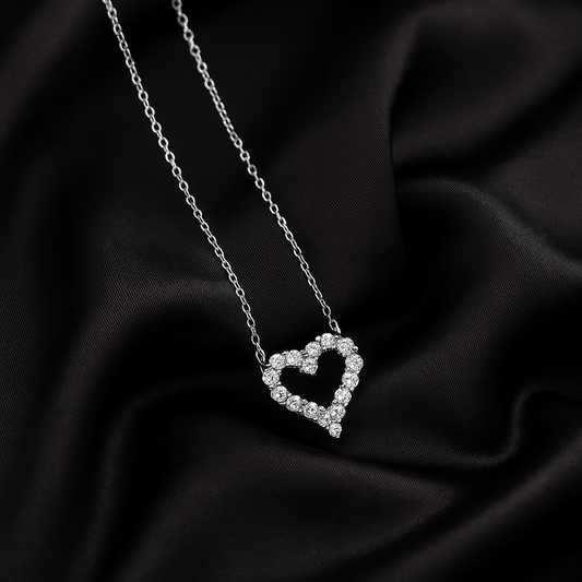 Luxury moissanite heart necklace by Inner Light Shine – elegant spiritual jewelry for women that reflects your soul.