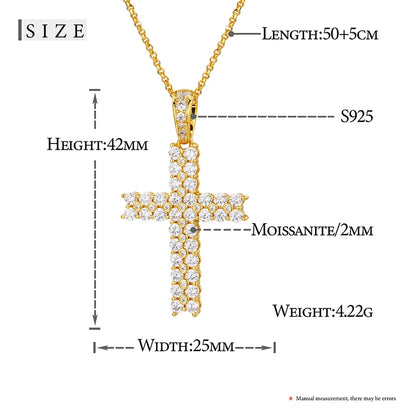 Religion Classic Moissanite Cross Pendant Necklace For Women & Men Gold Plated 18K White - INNER LIGHT SHINE 
